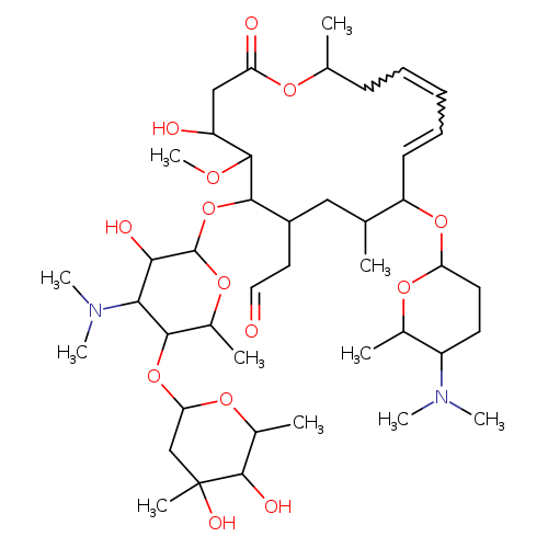 O=CCC1CC(C)C(C=CC=CCC(OC(=O)CC(C(C1OC1OC(C)C(C(C1O)N(C)C)OC1CC(C)(O)C(C(O1)C)O)OC)O)C)OC1CCC(C(O1)C)N(C)C