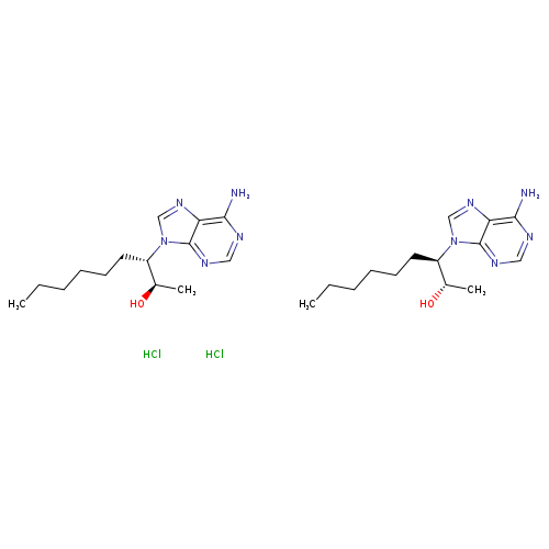 CCCCCC[C@@H](n1cnc2c1ncnc2N)[C@@H](O)C.CCCCCC[C@H](n1cnc2c1ncnc2N)[C@H](O)C.Cl.Cl