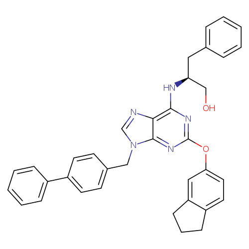 OC[C@@H](Nc1nc(Oc2ccc3c(c2)CCC3)nc2c1ncn2Cc1ccc(cc1)c1ccccc1)Cc1ccccc1