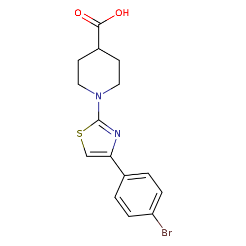 OC(=O)C1CCN(CC1)c1scc(n1)c1ccc(cc1)Br