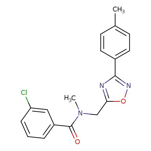 Cc1ccc(cc1)c1noc(n1)CN(C(=O)c1cccc(c1)Cl)C