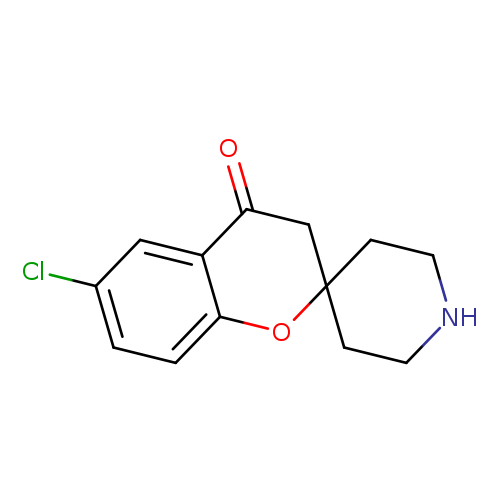 Clc1ccc2c(c1)C(=O)CC1(O2)CCNCC1