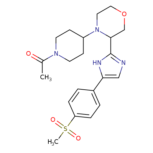 CC(=O)N1CCC(CC1)N1CCOCC1c1ncc([nH]1)c1ccc(cc1)S(=O)(=O)C